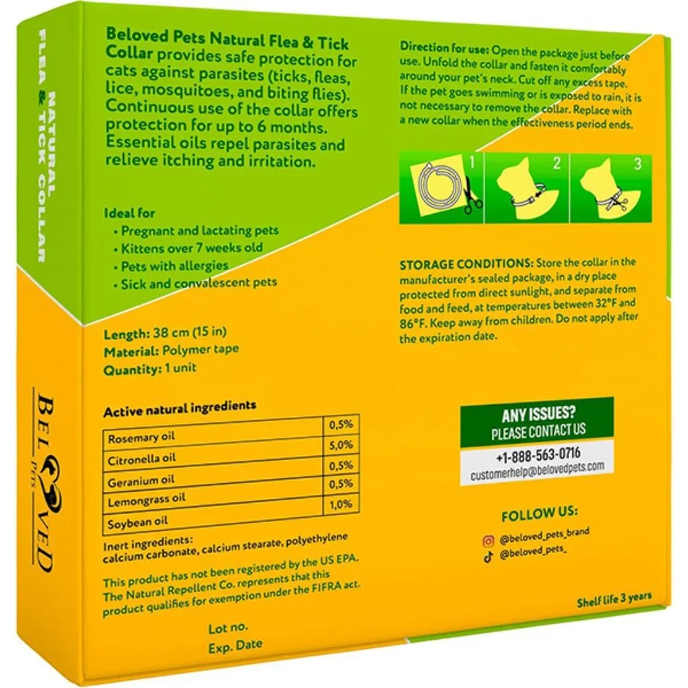 New Natural Flea and Tick Collar for Cats with 6 Month Protection